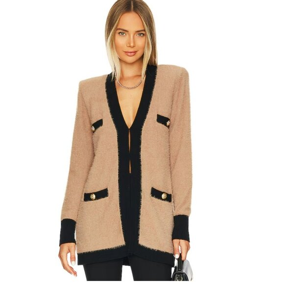 L'AGENCE Elin Four Pocket Cardigan In Camel - Picture 1 of 16